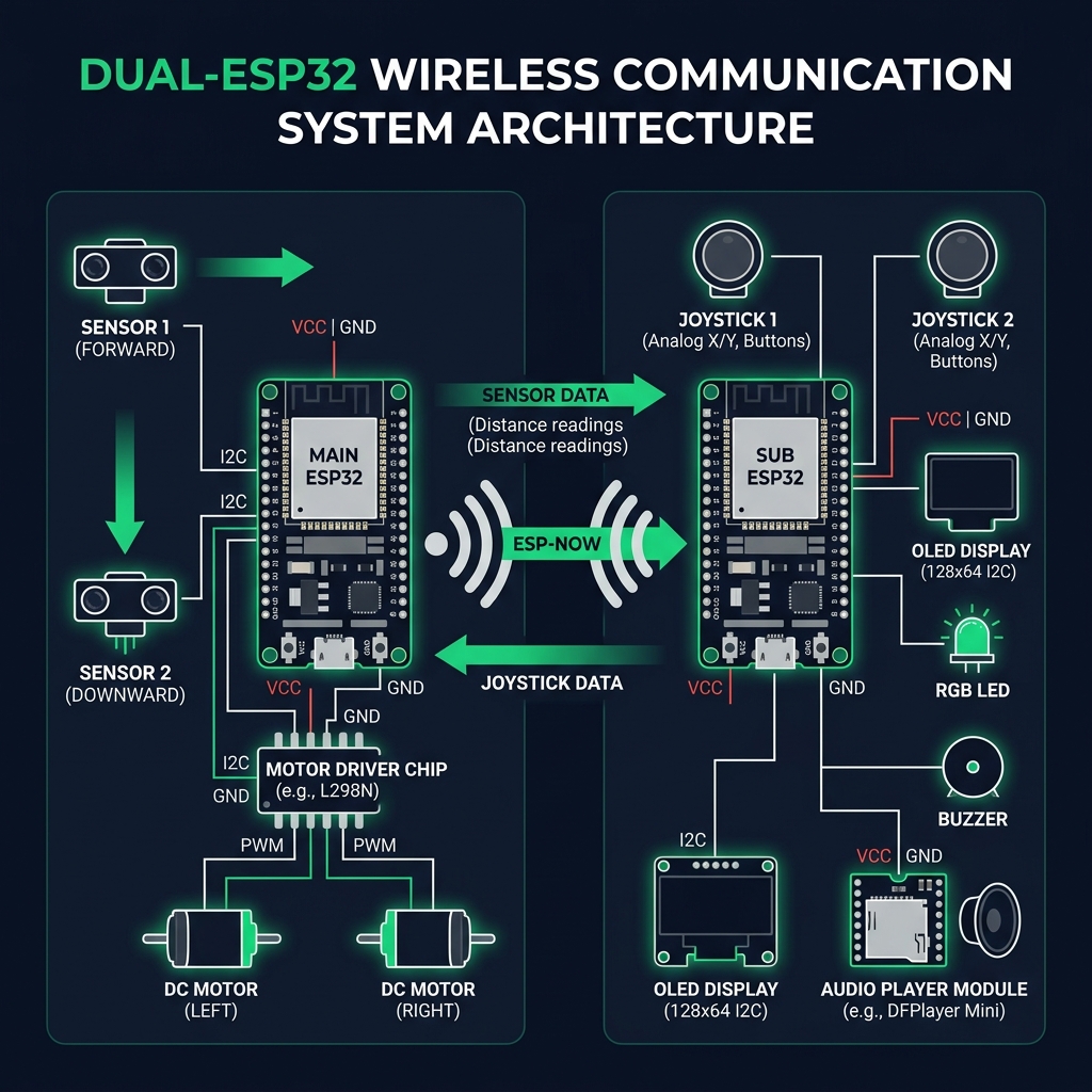 GPWS Dual-ESP32 Architecture Diagram